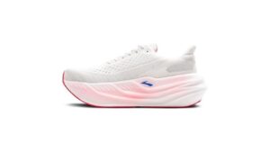 Brooks Glycerin Max rose blanche, la chaussure running pour les personnes avec un gabarit imposant avec son amorti DNA Tuned surdimensionné