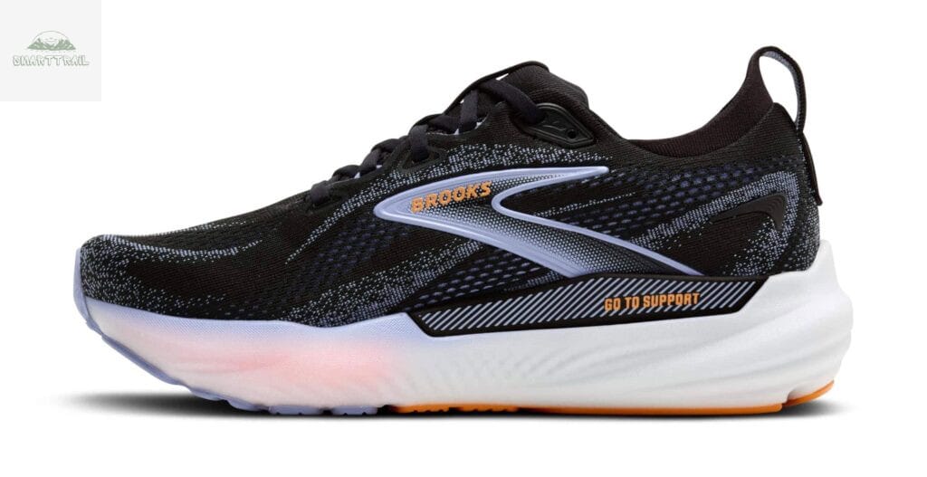 Chaussure de running Brooks Glycerin GTS 22 noire intégrant la nouvelle mousse DNA Tuned pour un amorti adaptatif