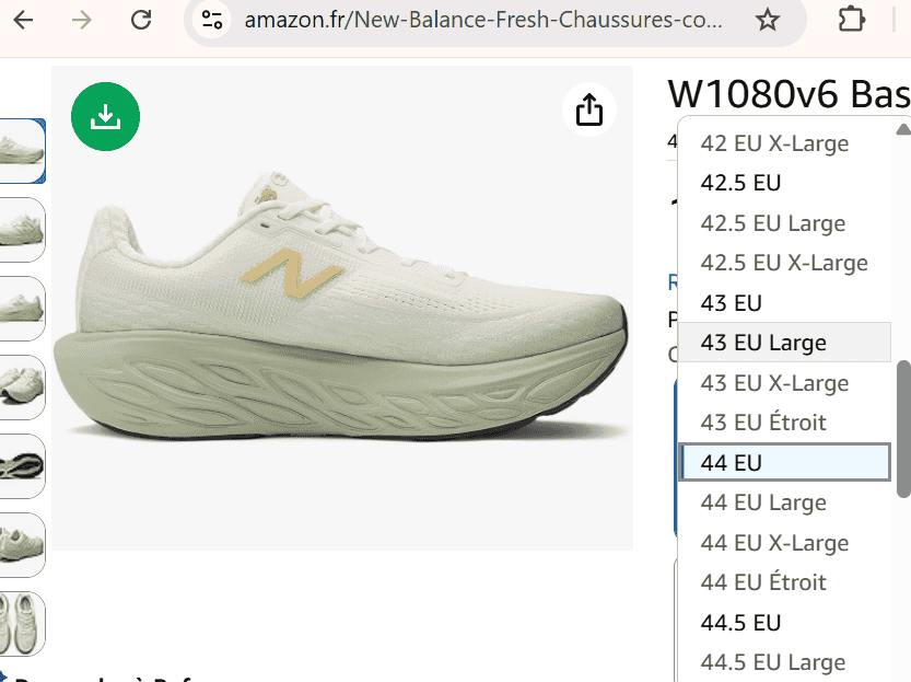 image montrant comment choisir la taille de sa chaussure de running la new balance fresh foam x 1080 v14