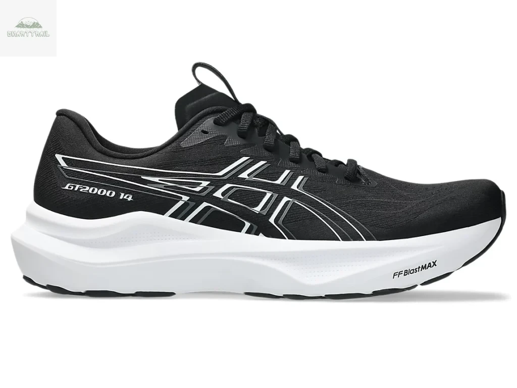 Vue latérale de l'Asics GT-2000 14 avec mousse FF Blast MAX, chaussure running stabilité pour coureur lourd