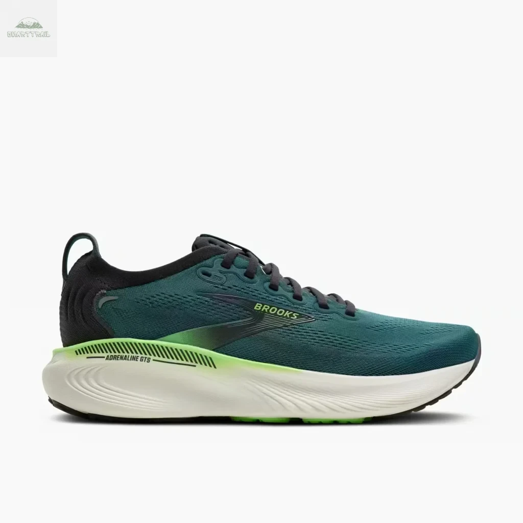 Vue latérale de la Brooks Adrenaline GTS 25, chaussure running avec soutien GuideRails pour coureur de plus de 85 kg