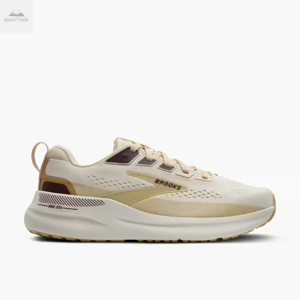 Vue latérale de la Brooks Ariel GTS 26, chaussure running stabilité et amorti pour coureuse de plus de 85 kg
