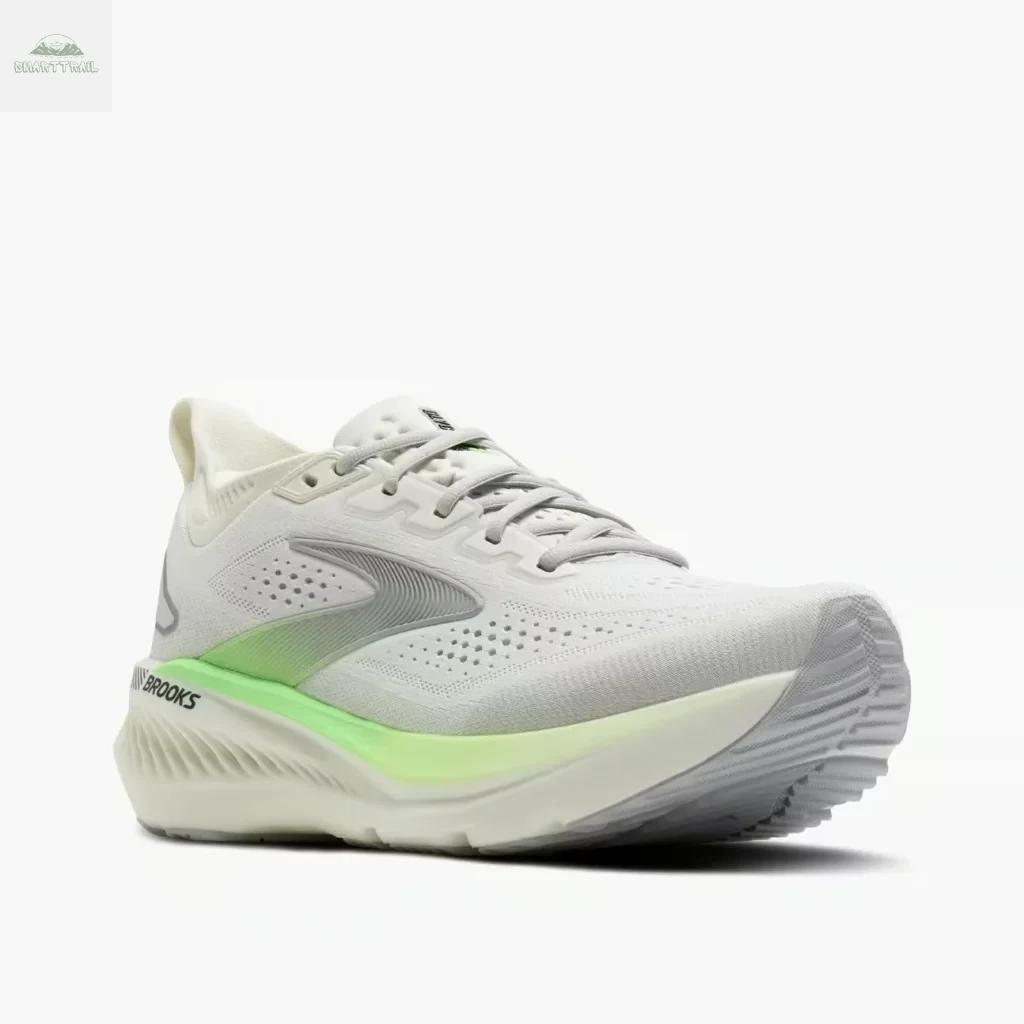 Vue trois quarts de la Brooks Glycerin GTS 23, chaussure running amorti et stabilité pour coureur lourd