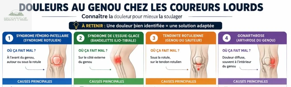 infographie douleur genou fréquentes coureur lourd