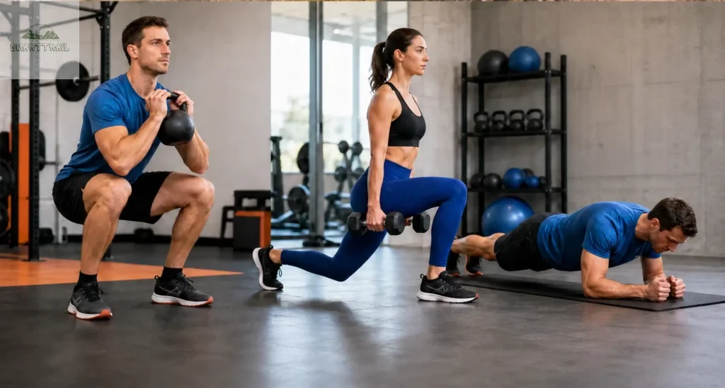 Coureur en salle pour renforcement musculaire